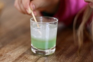 DNA precipitated out of solution into a layer of hand sanitiser