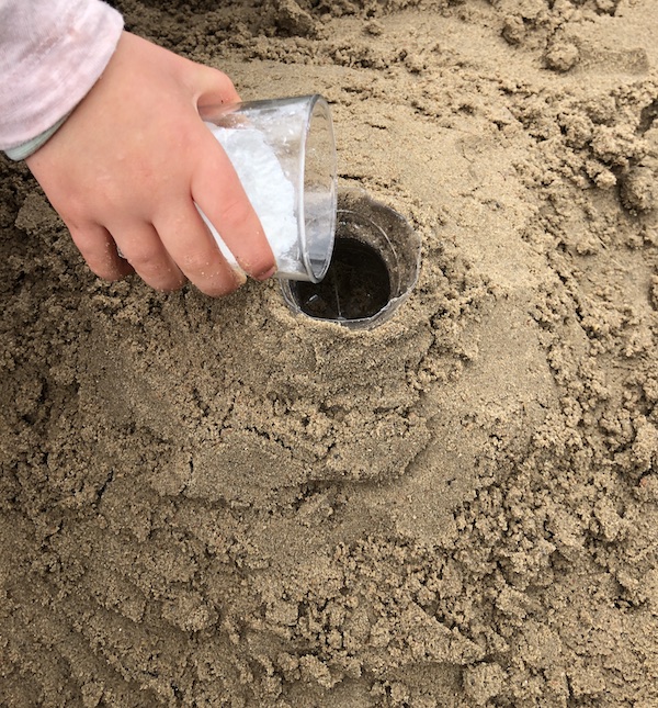 Adding baking powder to the model Martian volcano