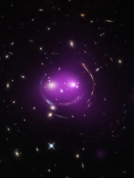 A group of galaxies, nicknamed the "Cheshire Cat" due to the similarity to a feline smiling face.
