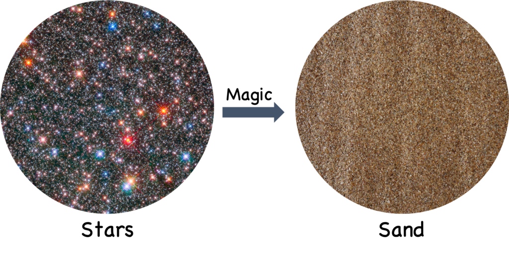 Turning stars into grains of sand with a bit of magic